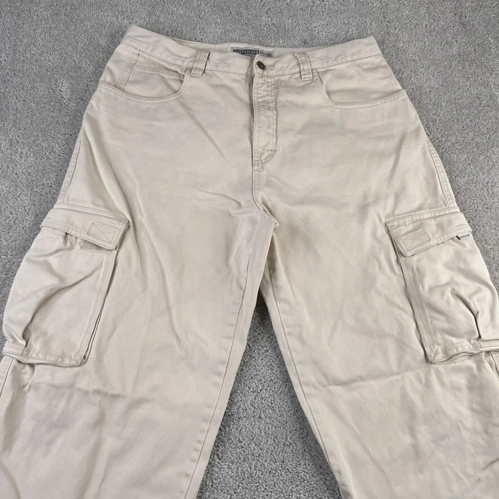 VINTAGE Quiksilver Pants Mens‎ 36 (Fits 35x32) Khaki Cargo Baggy Skater Y2K